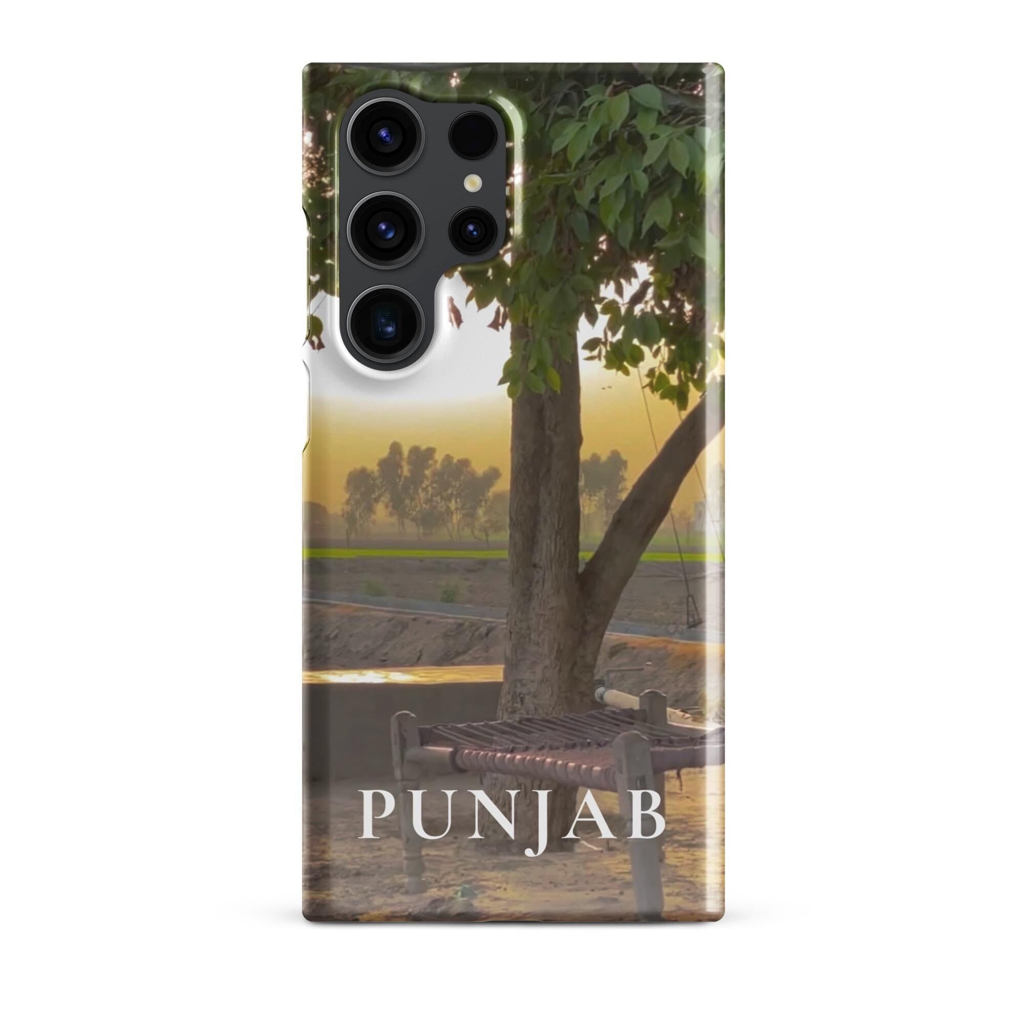 Funda para Samsung con imagen de un pueblo de Punjab, funda para teléfono con un agricultor de Punjab, funda para teléfono con estilo de vida de un agricultor de Desi Punjabi, funda con memoria de Punjab