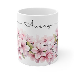 Cherry Blossom Coffee Mug, Cherry Blossom Cup, Custom Cherry Blossom Gift, Personalized Cherry Blossom Name Mug, Cherry Blossom Art Gift