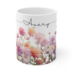 Custom Chrysanthemum Flower Coffee Mug, November Birth Month Birthday Gift, Gift for Her, Personalized Flower Mug, Artsy Mug, Unique Gift