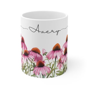 Coneflower Coffee Mug, Custom Coneflower Mug, Personalized Coneflower Mug, Coneflower Gift, Gift for Coneflower Lover, Coneflower Art