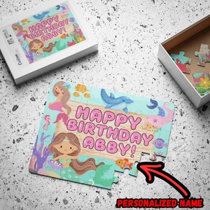 Mermaid Birthday Puzzle 30-Piece, Name Puzzle for Kids, Custom Kids Name Puzzle, Personalized Puzzle for Kids, Child Puzzle Birthday Gift