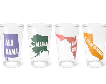 Custom State Outline Pint Glass: Personalized Beer Gift