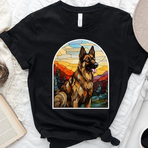 German Shepherd Shirt, German Shepherd Gift, Stained Glass Dog, Dog T Shirt, Dog Lover Gift, German Shepherd Art, German Shepherd Clothes