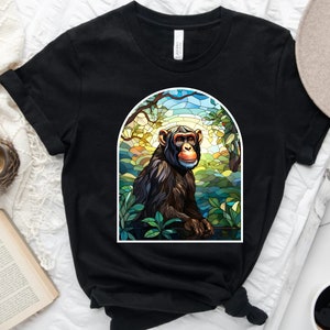 Chimpanzee Shirt, Stained Glass Art, Chimp Shirts, Nature Lover Shirt, Wildlife Shirt, Wildlife Lover Tee, Country Shirt, Monkey Shirt