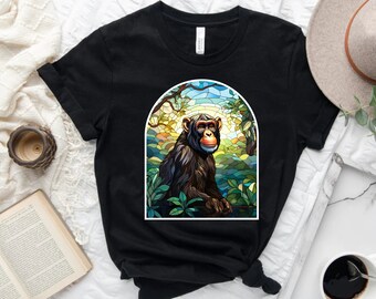 Chimpanzee Shirt: Stained Glass Style Wildlife Tee