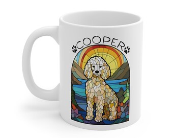 Stained Glass Poodle Mug: Personalized Dog Lover Gift