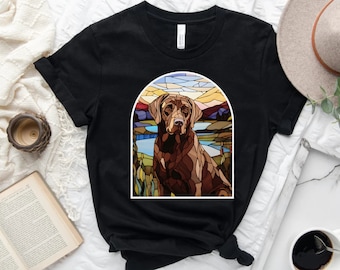 Chocolate Lab T-Shirt: Stained Glass Labrador Retriever Art