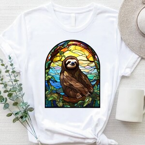Sloth Shirt, Stained Glass Art, Sloth Gift, Nature Lover Shirt, Wildlife Shirt, Wildlife Lover Tee, Country Shirt, Sloth Art, Animal Shirts