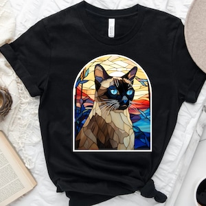 Siamese Cat Shirt, Stained Glass Art, Siamese Cat Gift, Nature Lover Shirt, Wildlife Shirt, Wildlife Lover Tee, Siamese Cat Art, Animal Tee