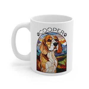 Beagle Coffee Mug, Stained Glass Dog, Dog T Shirt, Dog Lover Gift, Beagle Gifts, Beagle Art, Beagles, Beagle Dog, Gift for Dog Groomer