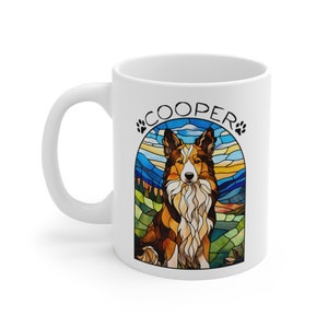 Border Collie Mug, Stained Glass Dog, Dog Coffee Mug, Dog Lover Gift, Border Collie Gifts, Border Collie Art, Border Collie, Custom Dog Gift