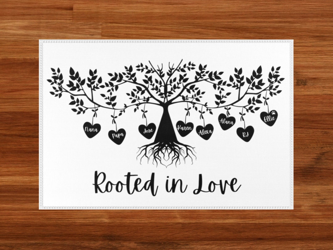 Black Tree Rug Custom Family Tree Rug, Family Name Rug, Family Name Entry Rug ...