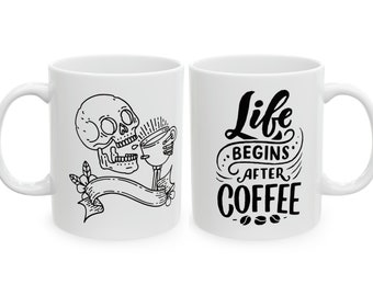 Taza "La vida comienza después del café": un regalo divertido para los amantes de la cafeína