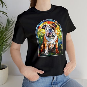 English Bulldog Shirt, Stained Glass Dog, Dog T Shirt, Dog Lover Gift, English Bulldog Gift, English Bulldog Art, English Bulldog Clothing