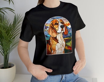 Maglietta Beagle: arte in vetro colorato con cane, regalo per gli amanti dei cani