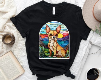 Stained Glass Chihuahua T-Shirt: Dog Lover Gift