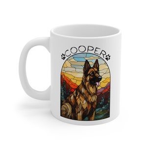 German Shepherd Mug, German Shepherd Gift, Stained Glass Dog, Dog Mug, Dog Lover Gift, German Shepherd Art, German Shepherds