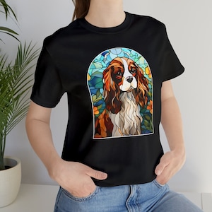 Cavalier King Charles Spaniel, Buntglas Hund, Hund T-Shirt, Hundeliebhaber Geschenk, Cavalier King Charles Spaniel Geschenk, King Charles Spaniel Art