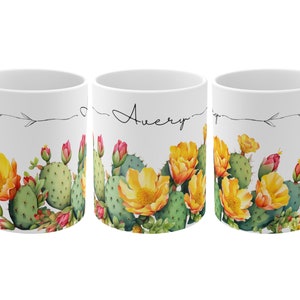Custom Prickly Pear Cactus Mug, Gift for Cactus Lover, Personalized Cactus Mug, Cactus Coffee Mug, Gift for Cacti Lover, Cactus Decor