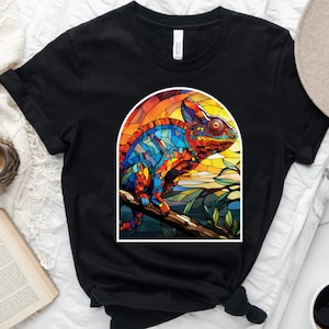 Chameleon Shirt, Stained Glass Chameleon, Jackson Chameleon, Chameleon Gift, Reptile Lover Shirt, Gift for Reptile Lover, Chameleon Art