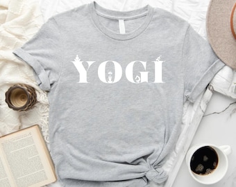 Camiseta Yogi, Siluetas de posturas de yoga, Camiseta unisex de punto