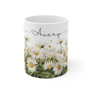 Personalized Daisy Coffee Mug, Custom Name Gift image 2