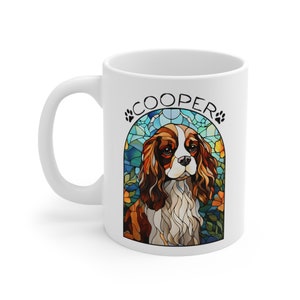 Cavalier King Charles Spaniel, Stained Glass Dog, Dog Coffee Mug, Dog Lover Gift, Cavalier King Charles Spaniel Gift, King Charles Spaniel