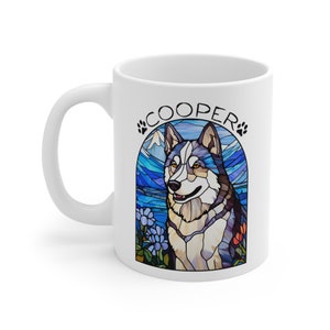 Husky Mug, Husky Gift, Stained Glass Dog, Dog Coffee Mug, Dog Lover Gift, Siberian Husky Art, Gift for Husky Mom, Siberian Huskies