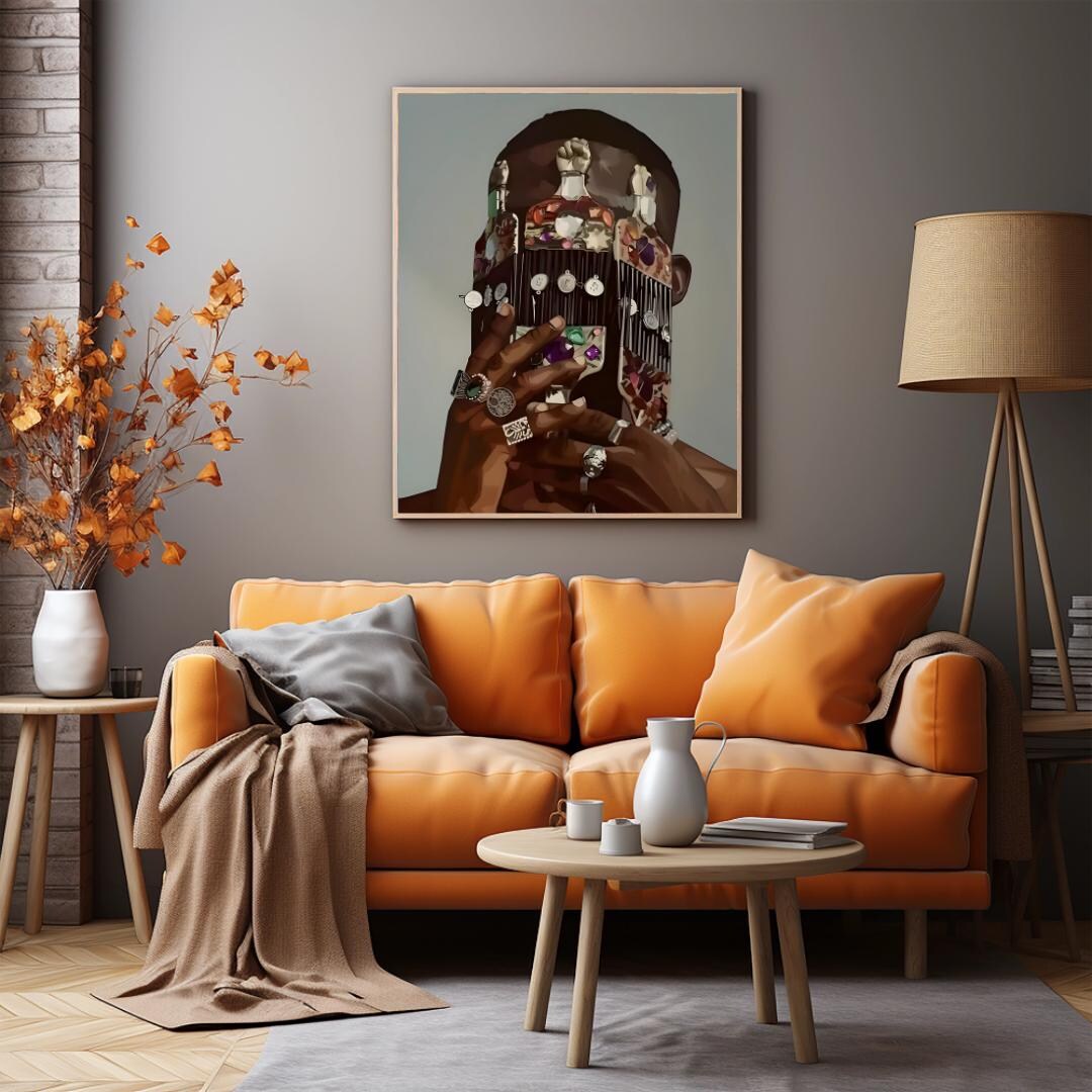 Modern Black Man Black Art, Black Men Art, Black Man Fashion Art. Wall ...