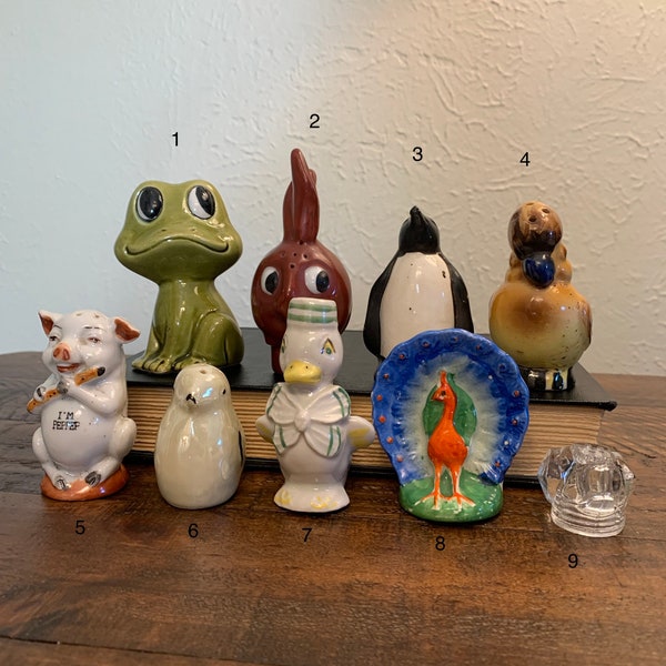 Single salt and or pepper shaker vintage animals