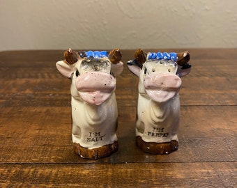 Cows vintage 1950s “I’m Salt “I’m pepper” salt and pepper shaker set Japan