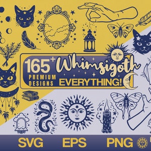 Whimsigoth EVERYTHING! 165+ Graphics SVG Files | Designs for Cricut & Silhouette | Original Graphics, Magical, Celestial, Zodiac, Moon, Sun