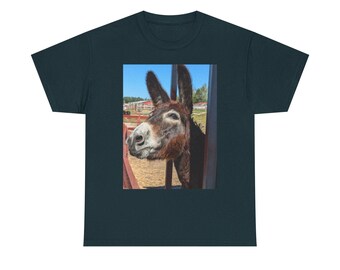 Funny Donkey Portrait Heavy Cotton Tee, Animal Lover Shirt
