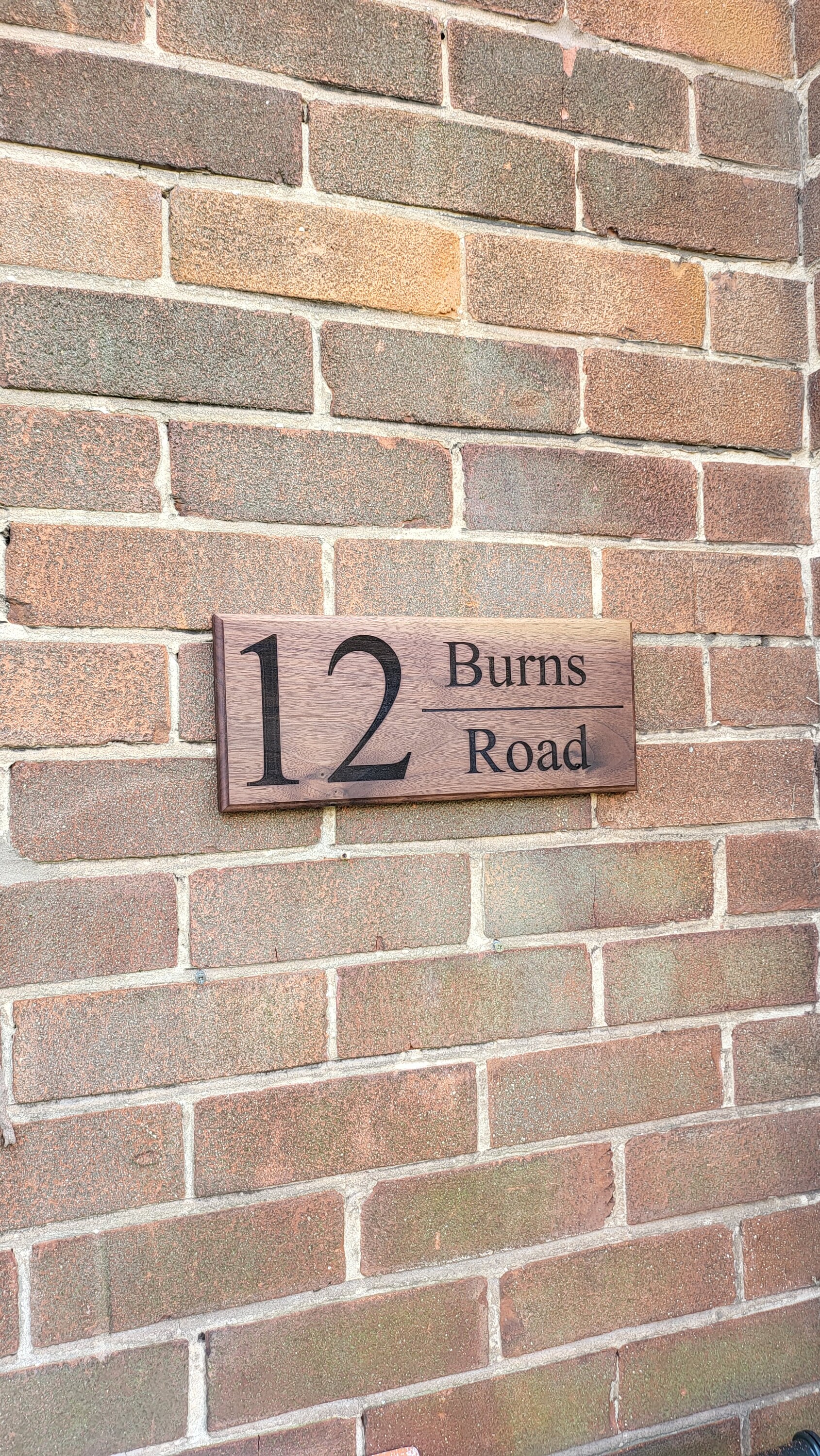 Personalized Solid Walnut House Number With Road Name Custom Etsy