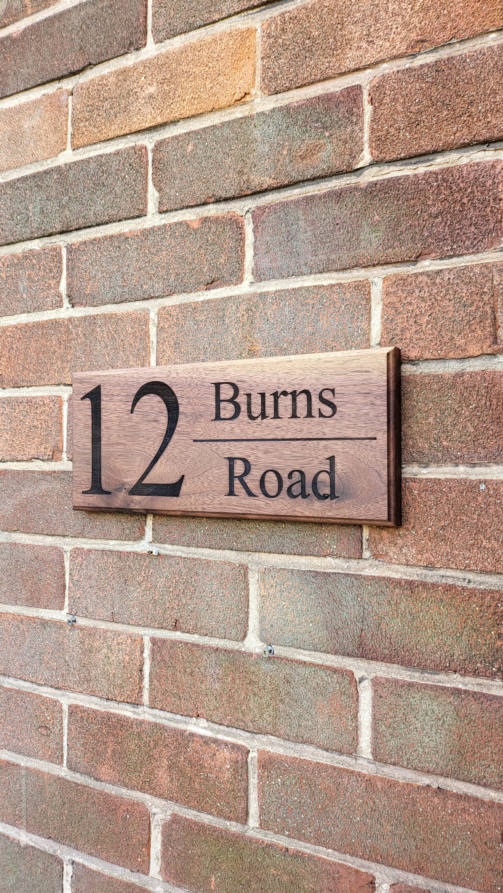 Personalized Solid Walnut House Number With Road Name Custom Etsy