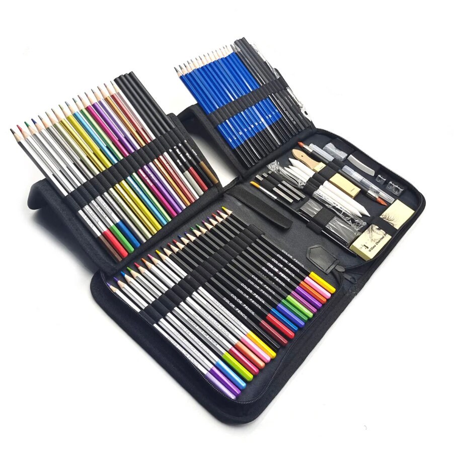 83Pieces Colored Pencils and Sketching Pencils Set with Drawing