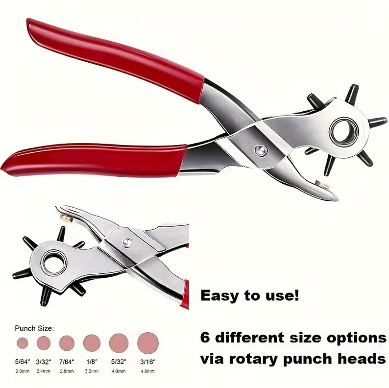 Leather Hole Punch,9 Belt Hole Puncher for Leather Heavy Duty, 6 Size
