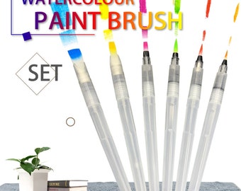 SeamiArt 6PCS Portable Paint Brush Water Color Brush Pencil Soft Watercolor Brush Pen for Beginner Painting Drawing Art Supplies