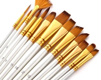 13Pcs Painting Brushes Set Artist Painting Brush for Oil Acrylic Watercolor Gouache Paint Professional Artist Supplies