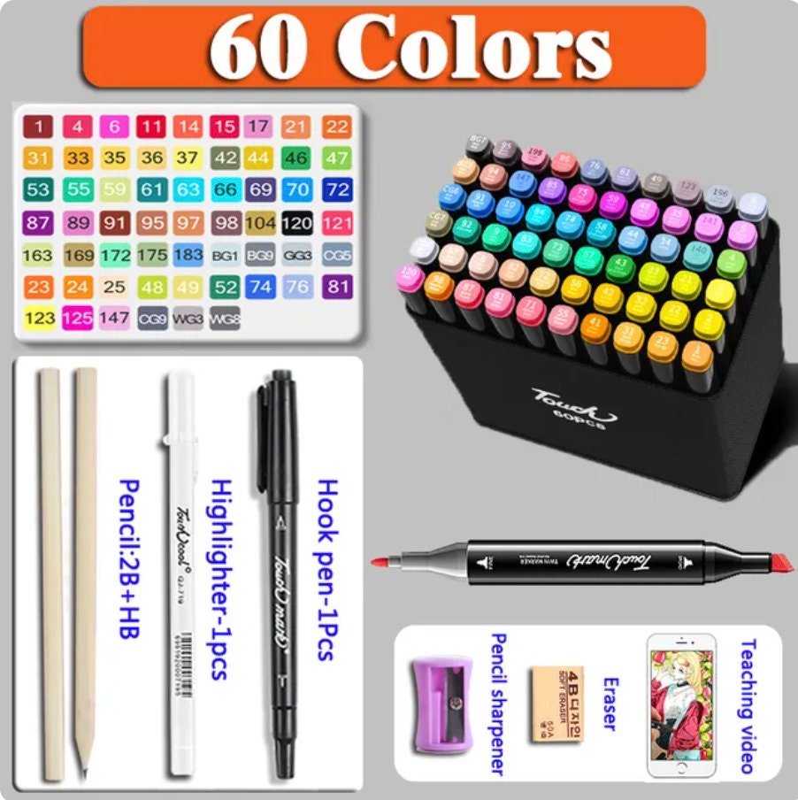 80pcs Mixed Color Marker Pen, Simple Multi-purpose Double Head Permanent  Marker For Office, School, Drawing, Writing