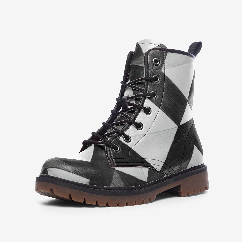 Men's/women's Black and White Pencil Drawn Pattern Boots