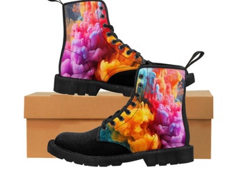 Women's rainbow smoke combat boots