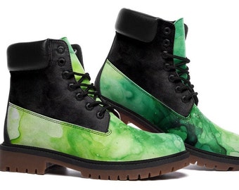 Men's/Women's green watercolor boot