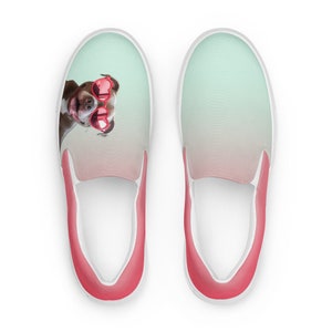 Women’s pitbull wearing heart sunglasses sneakers