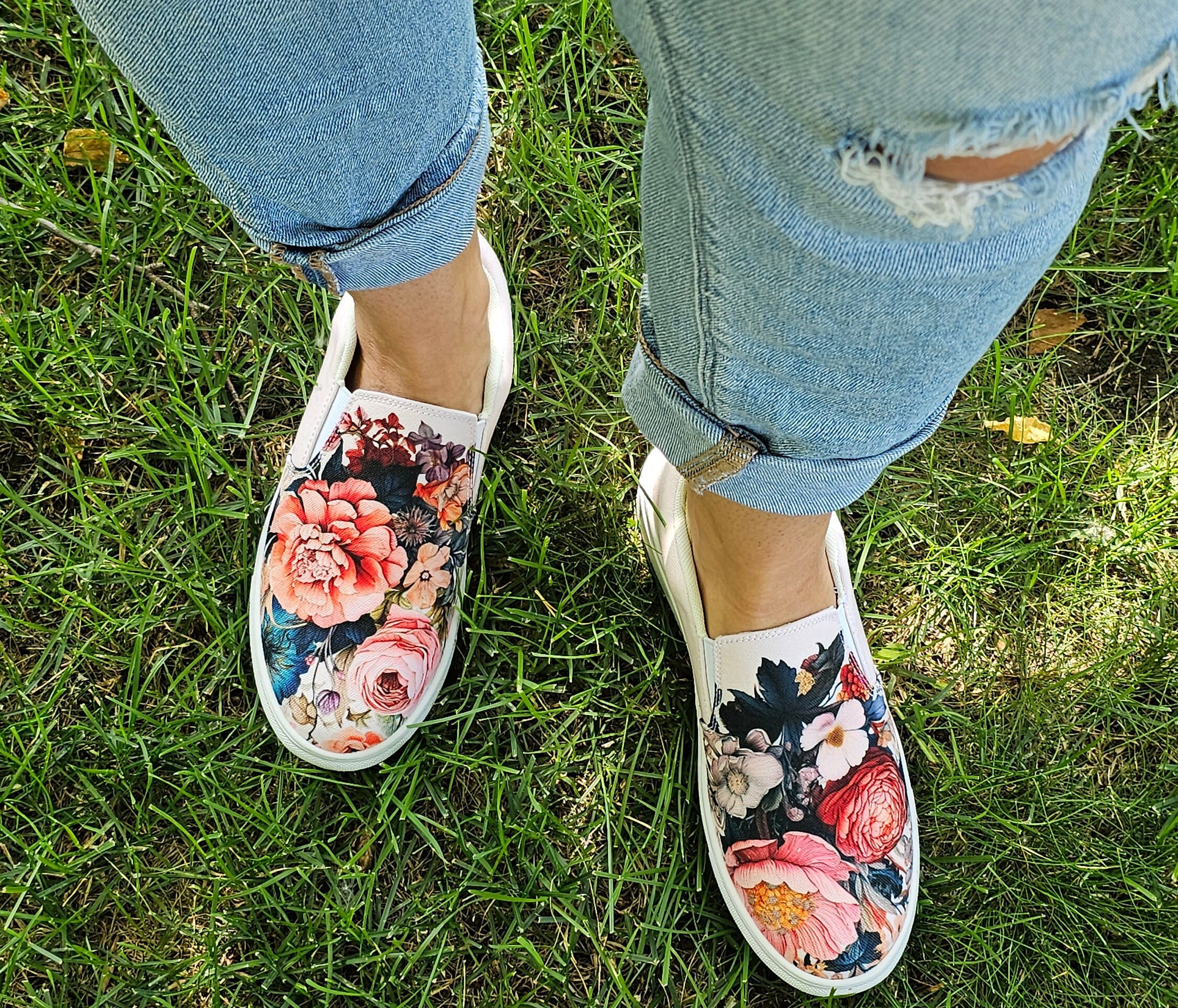 floral slip on shoes