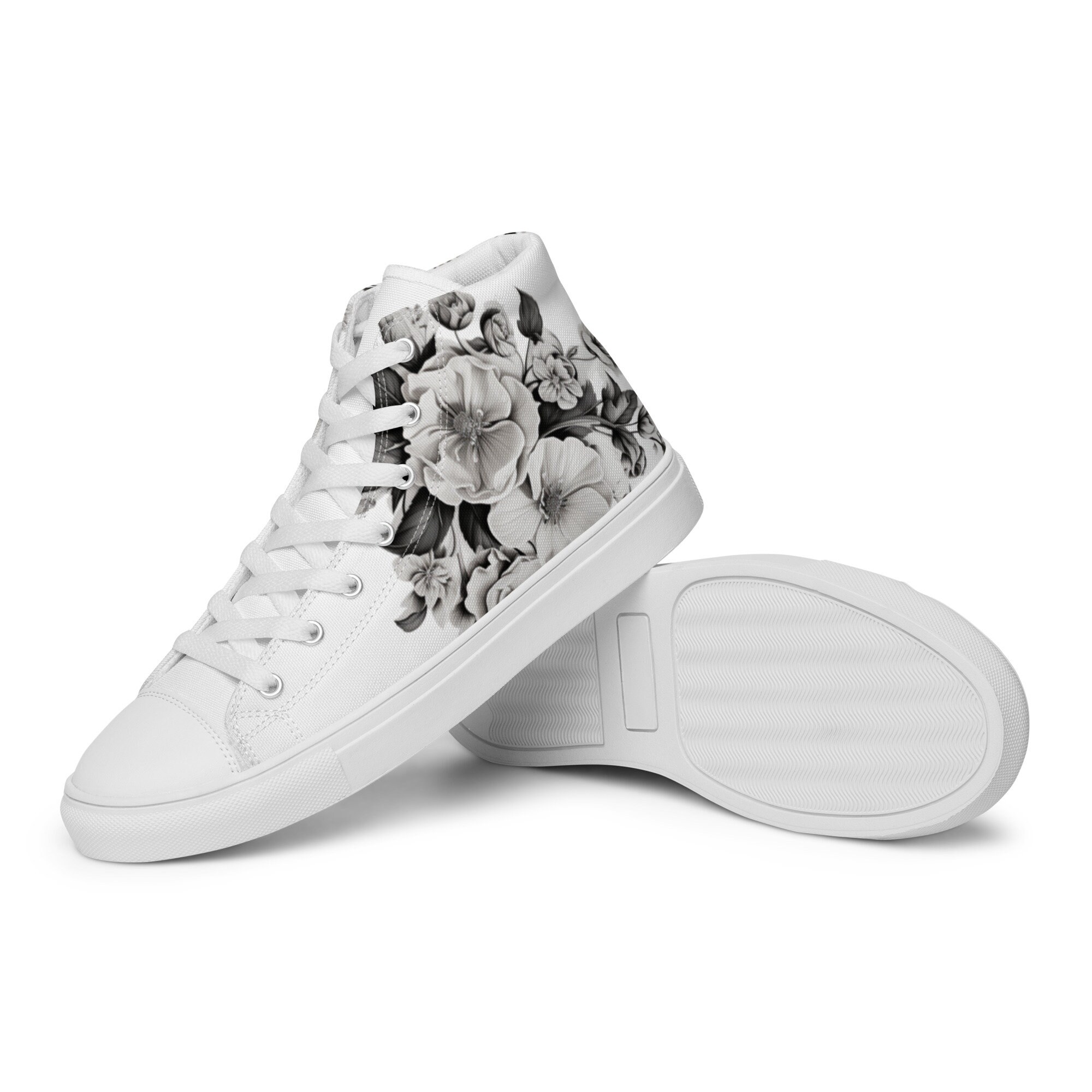Colorful Rose Flower Women's High Top Shoes