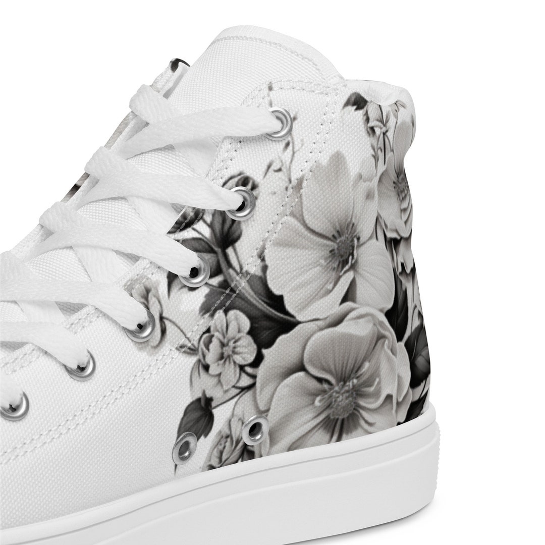 Goldfish Flower Pattern Print Men Women's High Top Shoes