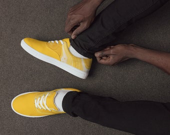 Men’s mustard yellow watercolor canvas sneakers