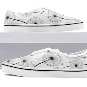 Men's/Women's black and white dandelion sneakers
