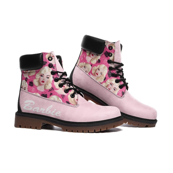 Bottes d'inspiration barbie roses bicolores pour hommes/femmes